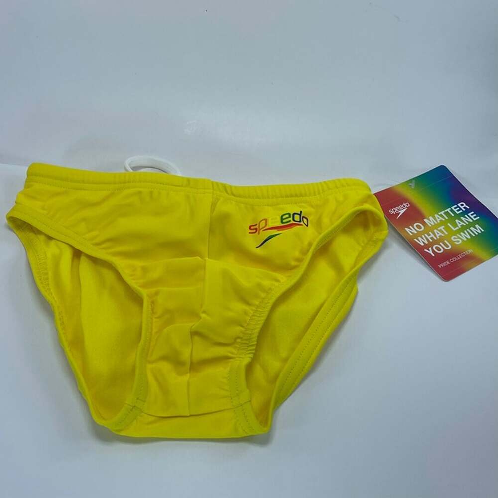 NEW Speedo Pride Collection Men's Swim Brief Size 26 Blazing Yellow PowerFLEX Ec